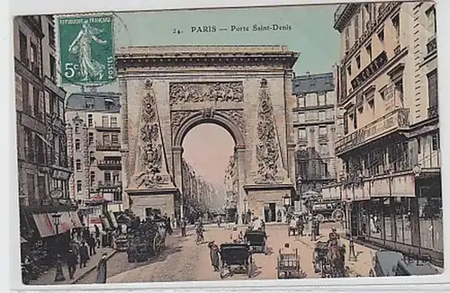 30309 Ak Paris Porte Saint Denis avec trafic 1908