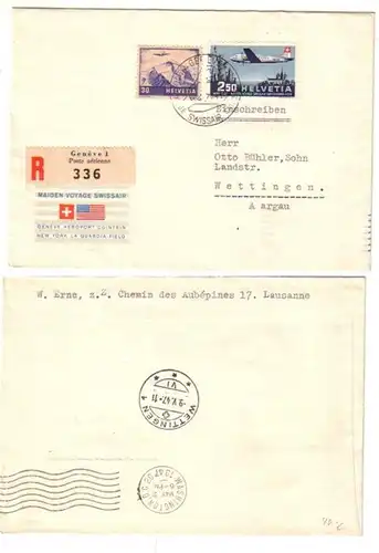 30186 Premier jour du courrier postal Suisse New York 1947