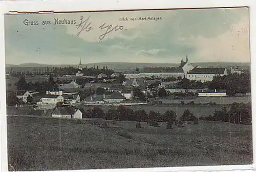 30154 Ak Gruß aus Neuhaus Blick von Mert Anlagen 1908