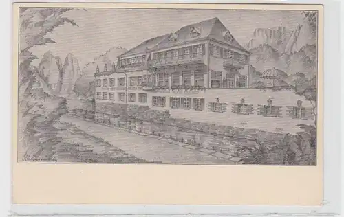 30129 Ak Bad Münster am Stein Hotel Restaurant um 1930