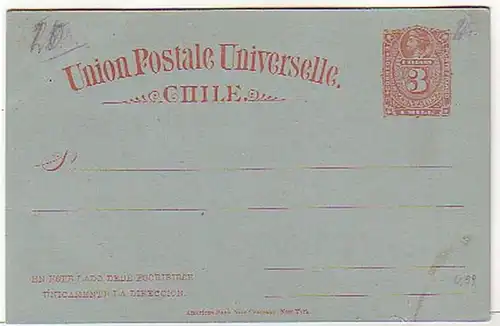 30110 Ganzsachen Postkarte Chile 3 Centavos um 1900