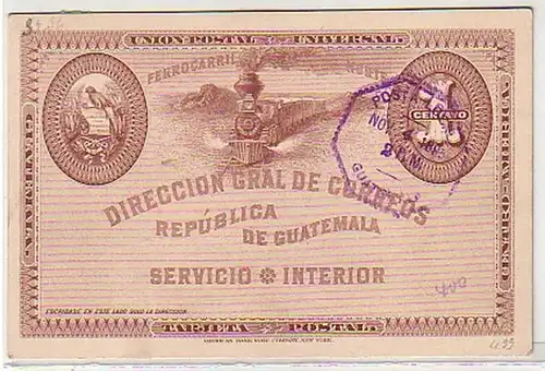 30097 Ganzsachen Postkarte Guatemala 1895