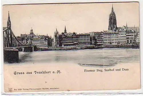 30072 Ak Gruß aus Frankfurt a.M. Eiserner Steg um 1910