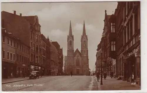 30037 Ak Hof Altstadt und katholische Kirche 1929
