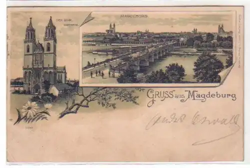 29997 Ak Lithographie Salutation de Magdeburg 1898