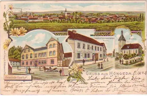 29973 Ak Lithographie Gruß aus Höngeda Gasthof 1908