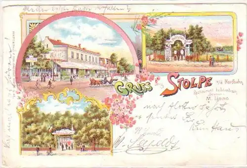 29950 Ak Lithographie Gruss aus Stolpe Gasthaus 1899