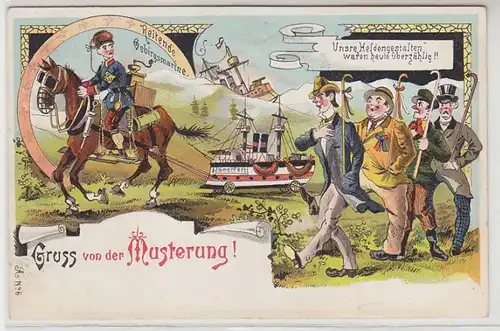 29945 Ak Gruß von der Musterung "Gebirgsmarine" 1909