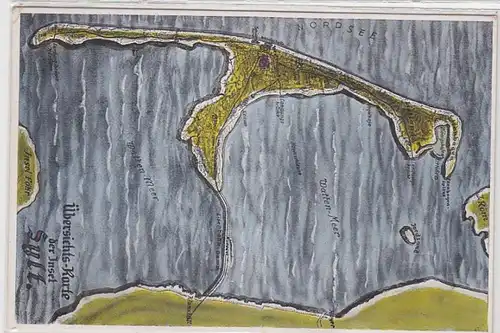 29941 Ak Vue d'ensemble Carte de l'île de Sylt vers 1930