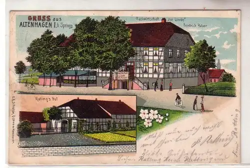29938 Ak Gruss aus Altenhagen I b. Springe Gastwirtschaft zur Linde 1909