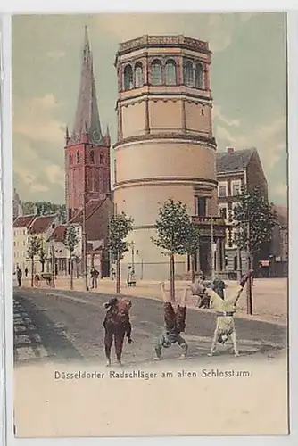29891 Ak Düsseldorf Raquette de roue près de la tour du château vers 1910
