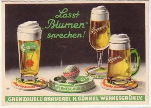 29862 Reklame Ak Grenzquell Brauerei Wernesgrün um 1940