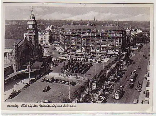 29842 Ak Hamburg Hauptbahnhof und Bieberhaus um 1940