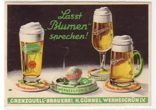 29825 Reklame Ak Grenzquell Brauerei Wernesgrün um 1940