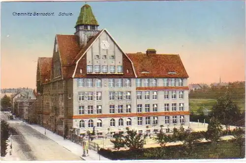 29694 Ak Chemnitz Bernsdorf Schule 1915