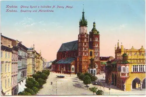 29671 Ak Krakau Hauptring und Marienkirche um 1920