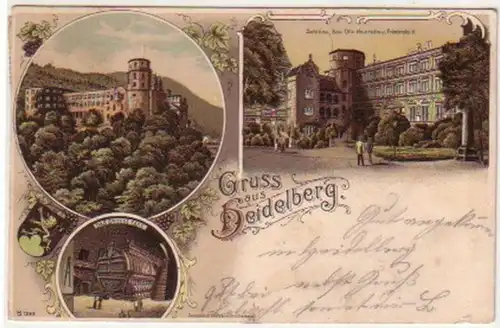 29658 Ak Lithographie Gruß aus Heidelberg 1901