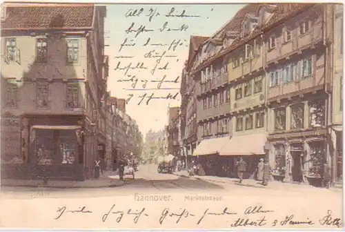 29656 Ak Hannover Marktstrasse avec magasins 1907