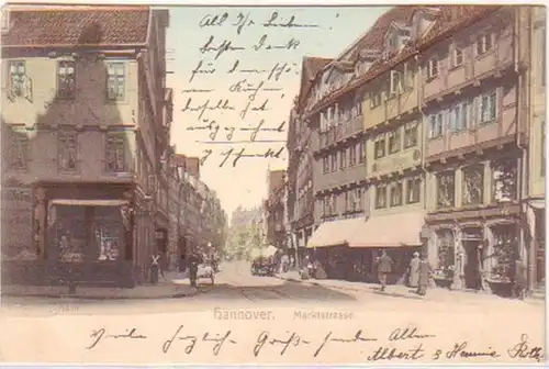 29656 Ak Hannover Marktstrasse mit Geschäften 1907