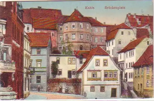 29643 Ak Kahla in Thüringen Brückenplatz um 1910