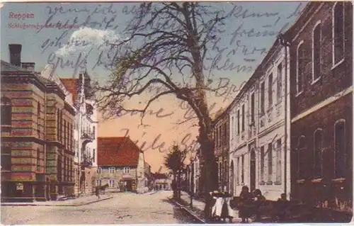 29642 Ak Reppen Schloßstraße mit Rathaus um 1925