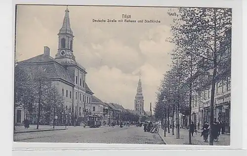 29606 Ak Tilsit Deutsche Strasse avec hôtel de ville vers 1940