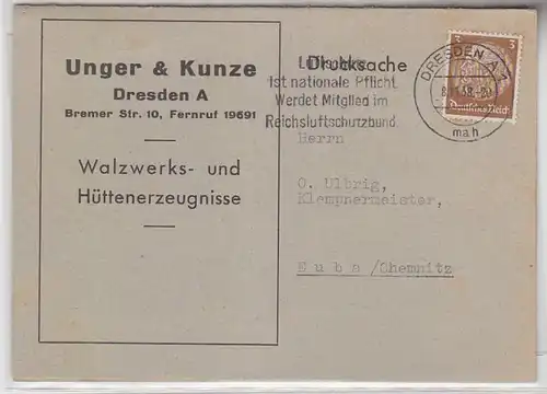 29576 Reklame Ak Dresden Unger & Kunze Walzwerks- und Hüttenerzeugnisse 1938