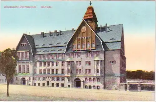 29551 Ak Chemnitz Bernsdorf Schule um 1920