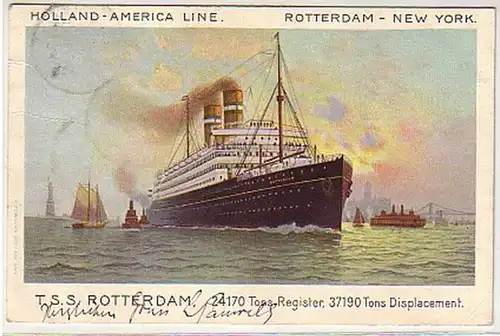 29518 Ak Dampfer "Rotterdam" Linie Holland Amerika 1908