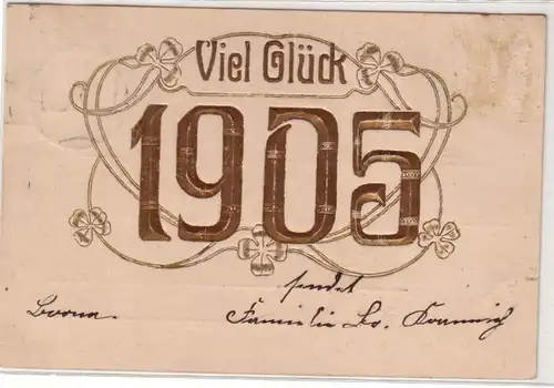 29481 Neujahrs Präge Ak mit Jahreszahl 1905