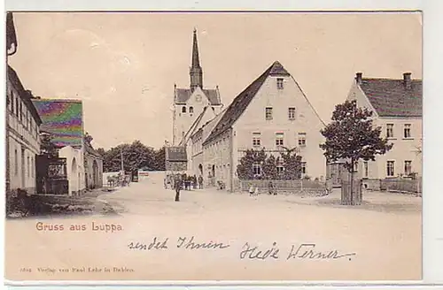 29427 Ak Gruss aus Luppa Straßenansicht mit Kirche 1905