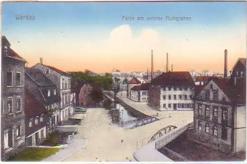 29413 Ak Werdau Partie am unteren Mühlgraben 1915