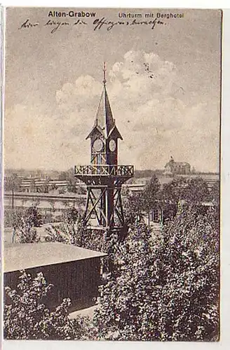 29391 Ak Alten Grabow Uhrturm mit Berghotel 1916