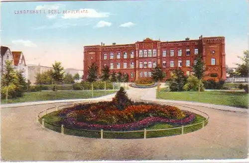 29369 Feldpost Ak Landhut en Silésie Place scolaire 1915