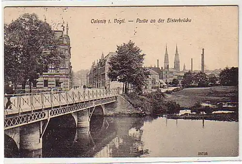 29367 Ak Oelsnitz i.V. Partie an der Elsterbrücke 1912