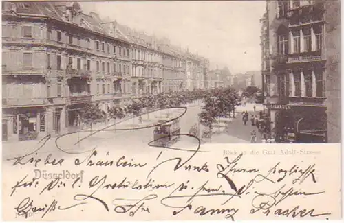 29364 Ak Düsseldorf Blick in die Graf Adolf Straße 1901