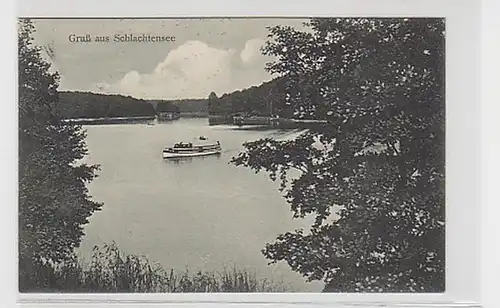 29289 Ak Salutation de lac de bataille avec bateau d'excursion 1912