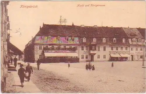 29178 Ak Königsbrück Markt und Königstrasse 1920