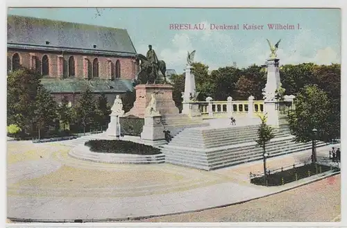 29159 Poste de terrain Ak Wroclaw Monument à l'empereur Guillaume I,1914