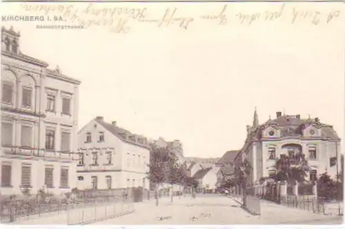 29153 Ak Kirchberg i. Sa. Bahnhofstrasse 1908