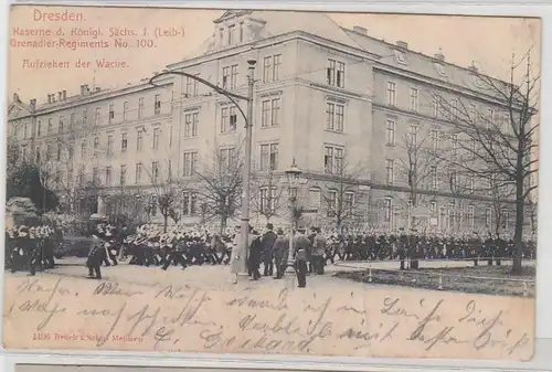 29116 Ak Dresden Kaserne d.K.S. 1.(Leib.) Grenadier Regiments Nr.100, 1906