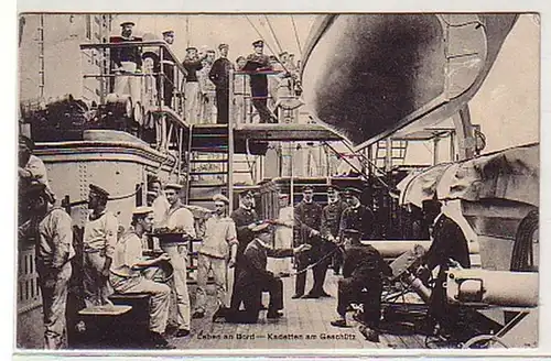 29088 Ak Leben an Bord Kadetten am Geschütz um 1910