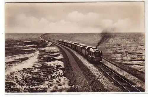 29066 Ak Hindenburg Damm après l'île de la mer du Nord Sylt 1934