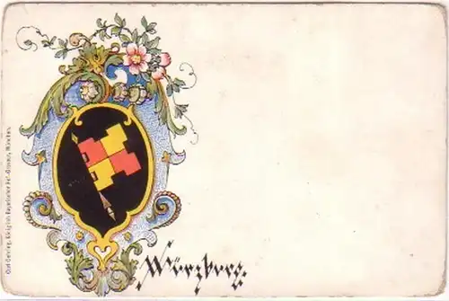 28894 Ak Wappen Würzburg um 1900