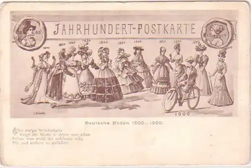 28872 Jahrhundert Postkarte Deutsche Moden 1800-1900