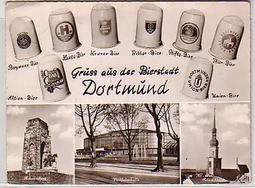 28871 Ak Gruß aus der Bierstadt Dortmund 1958