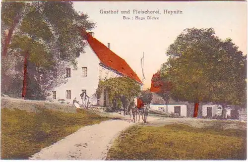 28708 Ak Heynitz Gasthof und Fleischerei um 1910