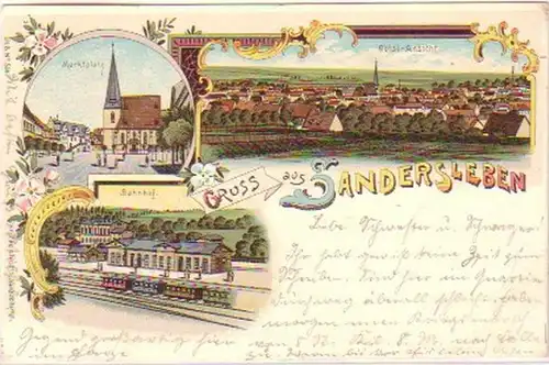 28689 Ak Lithographie Gruss aus Sandersleben 1900