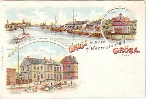 28677 Ak Lithographie Gruss aus Gröba bei Riesa 1903
