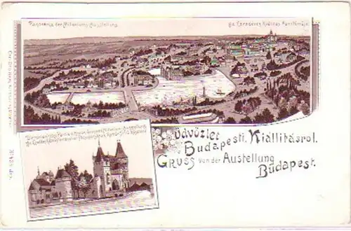 28671 Ak Lithographie Gruss de Budapest Hongrie 1900